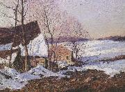 George M Bruestle Barns in Winter oil painting artist